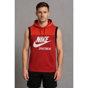 Nike Sportswear Sleeveless Hoodie Red Black White XS Pullover 2017 Style